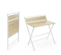 InnovaGoods® Escritorio plegable con estantes, mesa auxiliar Plegable Tablezy, mesa escritorio plegable ideal para estudio y trabajo, mesa plegable con estante plegable, fácil de transportar y guardar