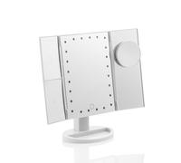 InnovaGoods - Espejo LED Aumento 4 en 1, Espejo 24 LED Luz Blanca, Ángulos Ajustables 360º, Zonas de Aumento x1 x2 x3, Función Pilas y USB, Tamaño 18x29x12cm, Color Blanco.