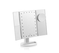 InnovaGoods - Espejo LED Aumento 4 en 1, Espejo 24 LED Luz Blanca, Ángulos Ajustables 360º, Zonas de Aumento x1 x2 x3, Función Pilas y USB, Tamaño 18x29x12cm, Color Blanco.