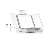 InnovaGoods Espejo LED Plegable con Organizador de Maquillaje 3 en 1 Panomir