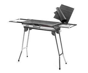 Innovagoods Ig827755 Pack Barbacoa Plegable De Acero Inoxidable Para Carbón Y Esterilla Para Horno Y Barbacoa 40 X 33 Cm Negro