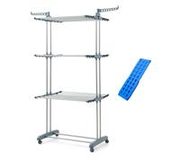 Innovagoods Ig827809 Pack Tendedero Plegable Vertical Con Ruedas Y Doblador De Ropa Azul 49-62 X 175 X 73 Cm