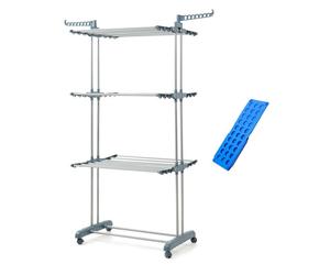 Innovagoods Ig827809 Pack Tendedero Plegable Vertical Con Ruedas Y Doblador De Ropa Azul 49-62 X 175 X 73 Cm