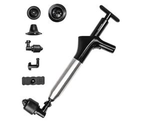 Innovagoods Jetpro Desatascador De Aire Comprimido De Alta Presión Con Accesorios Y Manómetro 5 En 1 Negro Abs