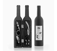 InnovaGoods® Juegos de accesorios para vino, elegante estuche, Set 5 Pieces Bottle Wine, Set de Accesorios para Vino, Sacacorchos con Accesorios para Vino, Acero Inoxidable, Negro.