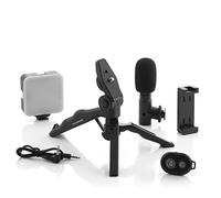 InnovaGoods® Kit de vlogging (6 piezas), tripode para movil graba vídeos de forma profesional, con aro de luz LED, micrófono y mando, ideal para vloggers, YouTubers y creadores de contenido.