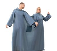 InnovaGoods® Manta Sofa, Sudadera Polar Batamanta Mujer Invierno, Bata Manta con de Gran Tamaño para Parejas, Sudadera de poliéster Suave de Tacto Agradable. Color Azul. 160 x 180 cm