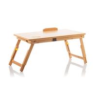 InnovaGoods - Mesa Plegable Auxiliar de Bambú Lapwood, Versátil y Portátil, Ideal para Leer, Escribir, Comer, Trabajar, Patas Plegables y Extensibles, Incluye Cajón y Posavasos, Madera