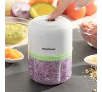 InnovaGoods® Mini picadora electrica recargable portátil, picadora manual ideal para Picar Frutas, Verduras, Frutos Secos, utensilios de cocina Cuchillas de Acero Inoxidable, 200ml de Capacidad, 40W