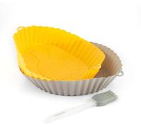 InnovaGoods® Molde Silicona Freidora de Aire Ø21,5 cm con Pincel para Cocina, antiadherente, reutilizable, fácil limpieza, apto para frigorífico, ideal para airfryer, microondas y hornos. 2 unidades.
