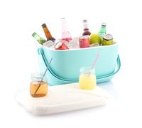 InnovaGoods® Nevera portatil 20L, Nevera Playa con Tapa Multiuso, portavasos, Nevera portátil con Diseño Vintage, Cesta Picnic Ideal para Camping, picnics, acampadas, jardín, Playa, Piscina. Turquesa