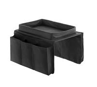 InnovaGoods® organizador de reposabrazos para sofa, bolsillo bandeja para sofa, organizador de mandos, Uso para ordenar utensilios de ocio y apoyar snacks o bebidas, 6 compartimentos, Color Negro
