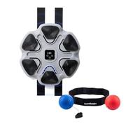 InnovaGoods Pack Máquina de Boxeo Musical Recargable y Set de Pelotas de Reflejos, Guantes de Entrenamiento, Pantalla Digital, Botones Táctiles, 9 Velocidades, 42 LED, Altavoz Bluetooth