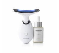 InnovaGoods - Pack Masajeador Facial Eléctrico Reafirmante para Cara y Cuello con LED, EMS y Calor y Sérum Facial Kombucha Vibeboost 30 ml