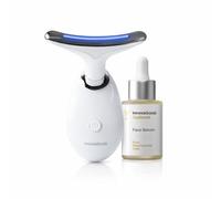 InnovaGoods - Pack Masajeador Facial Eléctrico Reafirmante para Cara y Cuello con LED, EMS y Calor y Sérum Facial Rice Joyboost 30 ml