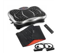 InnovaGoods - Pack Plataforma Vibratoria con Altavoz, Bandas de Resistencia y Mando a Distancia y Faja Deportiva Adelgazante con Efecto Sauna