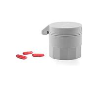 InnovaGoods® Pastillero con Cortador y Triturador 5 en 1, Compacto y Ligero, Almacenaje de Pastillas, Compartimento Doble, Mini Recipiente Contenedor Polvo Pastillas Trituradas, Mini Vaso para Agua.