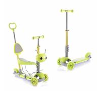 InnovaGoods® Patinete Scuvol Multiposición para Niños y Niñas 3 Años, Ajustable Con Asiento y Respaldo, 3 Ruedas LED (120mm), Cesta, Reposapiés, Mango y Freno