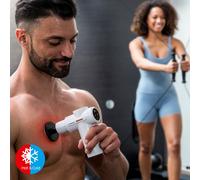 InnovaGoods® Pistola de masaje muscular calor y frio, masajeador Ideal para aliviar el dolor, el cansancio y la fatiga de la rutina diaria. pistola masaje Incluye 6 cabezales masajeador piernas.