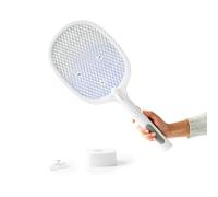 InnovaGoods® Raqueta Matainsectos Recargable 2en1, Luz LED UV, Mata Mosquitos electrico 3000 V, Modo Manual y Lámpara, Protección Antidescargas, Base de Carga, USB-C, Raqueta electrica Sin Químicos