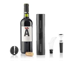 InnovaGoods® Sacacorchos de Aire a Presión Dewino, Fácil Uso, Portátil Funciona con Pilas, Incluye Cortacápsulas, Aireador y Tapón de Vacío, Eléctrico, 4 pcs, ABS