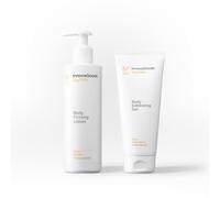 InnovaGoods® Set de cuidado corporal con arroz, x1 gel exfoliante corporal limpia y suaviza, x1 loción corporal reafirmante protege y regenera la piel, apto para todo tipo de pieles