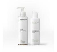 InnovaGoods® Set de cuidado facial con CBD, x1 gel limpiador facial Nutre, calma, reduce rojeces, x1 tónico facial Regenera, hidrata y alivia la piel agredida o irritada, para pieles sensibles