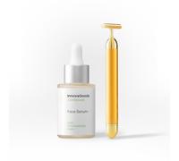 InnovaGoods® Set de cuidado facial con CBD, x1 sérum facial nutre, calma, reduce arrugas, x1 masajeador facial reduce líneas de expresión, Potencia los efectos de las cremas y serums. Pieles sensibles