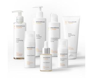 InnovaGoods® Set de rutina facial y corporal con arroz, Set de cuidado para la con Ingredientes naturales, pack de 7 piezas ideal, hidrata e ilumina, apto para todo tipo