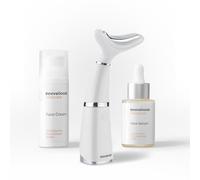 InnovaGoods® Set tratamiento facial reafirmante Kombucha, x1 sérum facial hidrata, proporciona uniformidad, x1 crema facial hidratante, reductor de papada con fototerapia, termoterapia y vibración.
