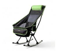 InnovaGoods - Silla Mecedora Plegable para Acampar 2 en 1, Silla Fija o con Balanceo, Respaldo Alto de Malla Transpirable, Bolsillo, Cojín Cervical, Bolsa de Transporte, Portátil, Camping, Exteriores