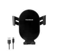 InnovaGoods® Soporte móvil para Coche con Carga rápida, Cargador inalámbrico 15W máx, rotación 360º, Compatible con iPhone, Samsung y Otros Dispositivos por inducción