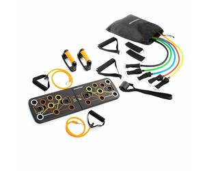 InnovaGoods® Tabla de Flexiones Multifuncional + Set de Bandas de Resistencia, Ejercicios para Pecho, Hombros, Espalda, Tríceps con Gomas elasticas musculacion, Ideal para Crear tu Gimnasio en casa