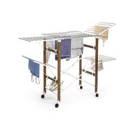 InnovaGoods® Tendederos Plegables, Tendedero de 38 Barras, Tendero Plegable Incluye Soportes para secar Calzado, Tendedero Extensible 4 Ruedas de rotación de 360º y Bloqueo de Seguridad.