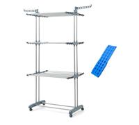 InnovaGoods® Tendederos Plegables Vertical + Doblador de Ropa, Práctico y Sencillo, Ahorra Tiempo y Espacio, tendedero Vertical con 2 colgadores para Perchas y Ruedas rotación de 360º, Soporta 30KG