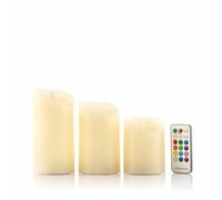 InnovaGoods® Velas led efecto llama 12 Colores, 4 modos de iluminación, luces led pilas con Temporizador, 3 Tamaños velas led, Velas decorativas ideal para regalo, centro de mesa, navidad, halloween.