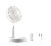 InnovaGoods® Ventilador de Pie Portátil, 7200mAh Recargable USB Ventilador Plegable con Mando, 4 Ajustes de Velocidad del Ventilador para Dormitorio, Oficina, Camping, Viajes. Color Blanco Ø7,7''