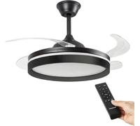 Ventilador de techo InnovaGoods con luz LED, 4 aspas retráctiles, 6 velocidades y mando a distancia