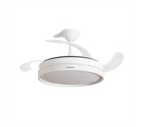 InnovaGoods® Ventilador de Techo con Aspas Retráctiles y Luz LED 72 W, 6 Velocidades, Temporizador, 3 Tipos de Luz, Mando a Distancia, Ø49-104 cm, Silencioso, Función Verano-Invierno. Blanco