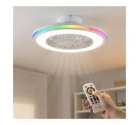 INNOVAGOODS Ventilador de Techo con Luz LED , aspas integradas, Motor DC Silencioso 6 Velocidades Blanco y RGB