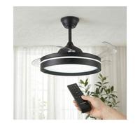 INNOVAGOODS Ventilador de Techo con Luz LED y Aspas Retráctiles Motor DC Silencioso 6 Velocidades Negro