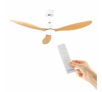 Innovagoods Wuled Ventilador de Techo con Luz LED y 3 Aspas 36W 132cm Blanco/Madera