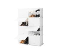 InnovaGoods Zapatero Modular Portátil, 8 módulos, 14 Compartimentos para 28 pares, Incluye Perchero y Orificios de ventilación, Montaje sin herramientas. mueble zapatero para vestidores, baños, etc.