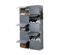 InnovaGoods® Zapatero Modular Portátil, 8 módulos, 14 Compartimentos para 28 pares, Incluye Perchero y Orificios de ventilación, Montaje sin herramientas. mueble zapatero para vestidores, baños, etc.