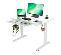 INNOVAR Escritorio de pie de cristal con cajones, 40 x 24 pulgadas, ajustable de pie de instalación rápida, escritorio de computadora para oficina en casa, súper blanco