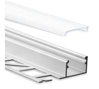 Innovate Perfil de aluminio para azulejos LED de 2 m, incluye cubierta, azulejos, riel LED, aluminio para tiras LED de hasta 12 mm de ancho, 2000 mm de longitud (perfil de acabado de azulejos,