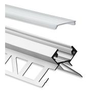 Innovate Perfil de azulejos LED de 2 m, perfil de aluminio, incluye cubierta, tira de azulejos para tiras LED de hasta 12 mm, iluminación indirecta, protección de bordes, tira de aluminio, disipación