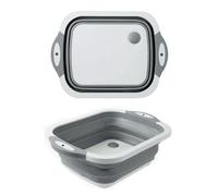 Innovations - Cuenco plegable para lavar, bandeja multifunción para secar, tabla de cortar portátil, cesta de drenaje retráctil, bandeja para verduras y frutas para camping, picnic, cocina