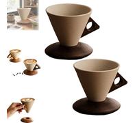 Innovative Cone Shape: Tapered Design Blends Modern Artistry and Aroma Concentration, Ideal for Pour-over Coffee, Espresso, Tea. Matches Solid Wood Coaster To Form Complete Set (2 PCS-#B,180 ml)