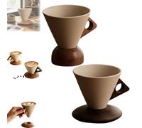 Innovative Cone Shape: Tapered Design Blends Modern Artistry and Aroma Concentration, Ideal for Pour-over Coffee, Espresso, Tea. Matches Solid Wood Coaster To Form Complete Set (#B+#C,180 ml)
